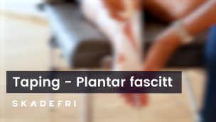 Skjermbilde av "tåkete" introvideo til video om teiping av plantar facitt